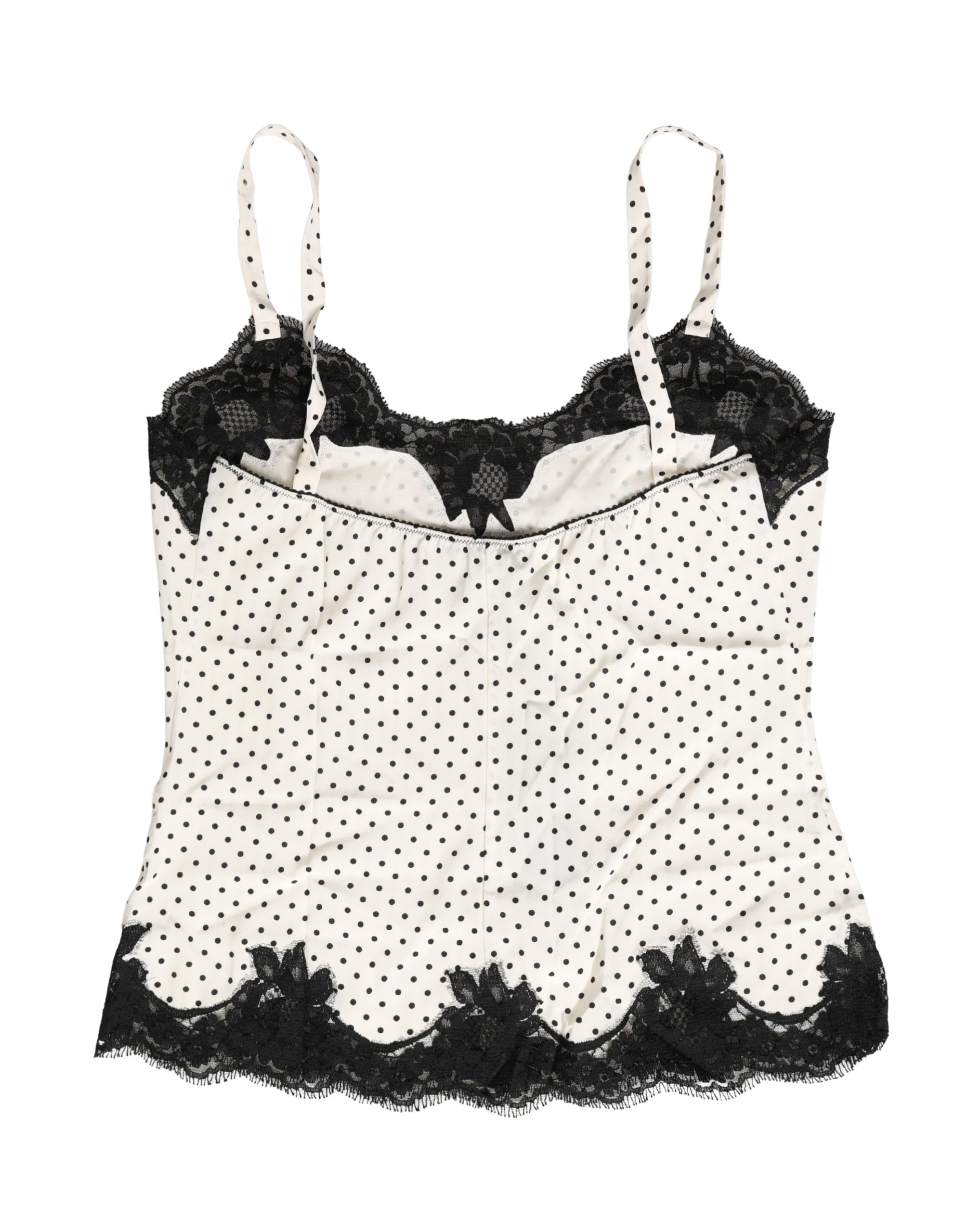 Dolce & Gabbana Weiße Spitzen-Camisole mit Tupfenmuster