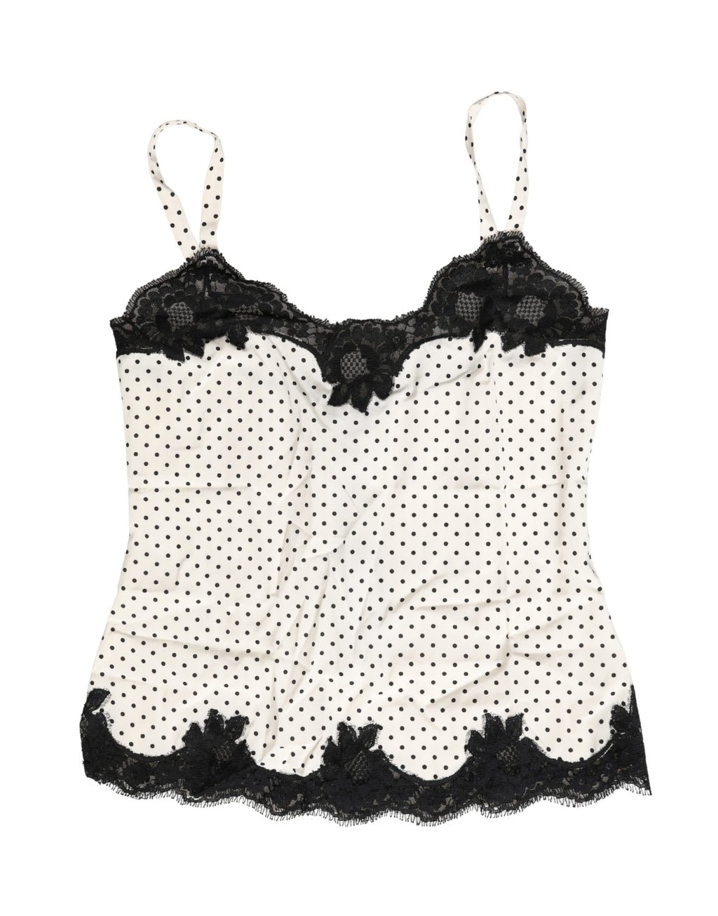 Dolce & Gabbana Weiße Spitzen-Camisole mit Tupfenmuster
