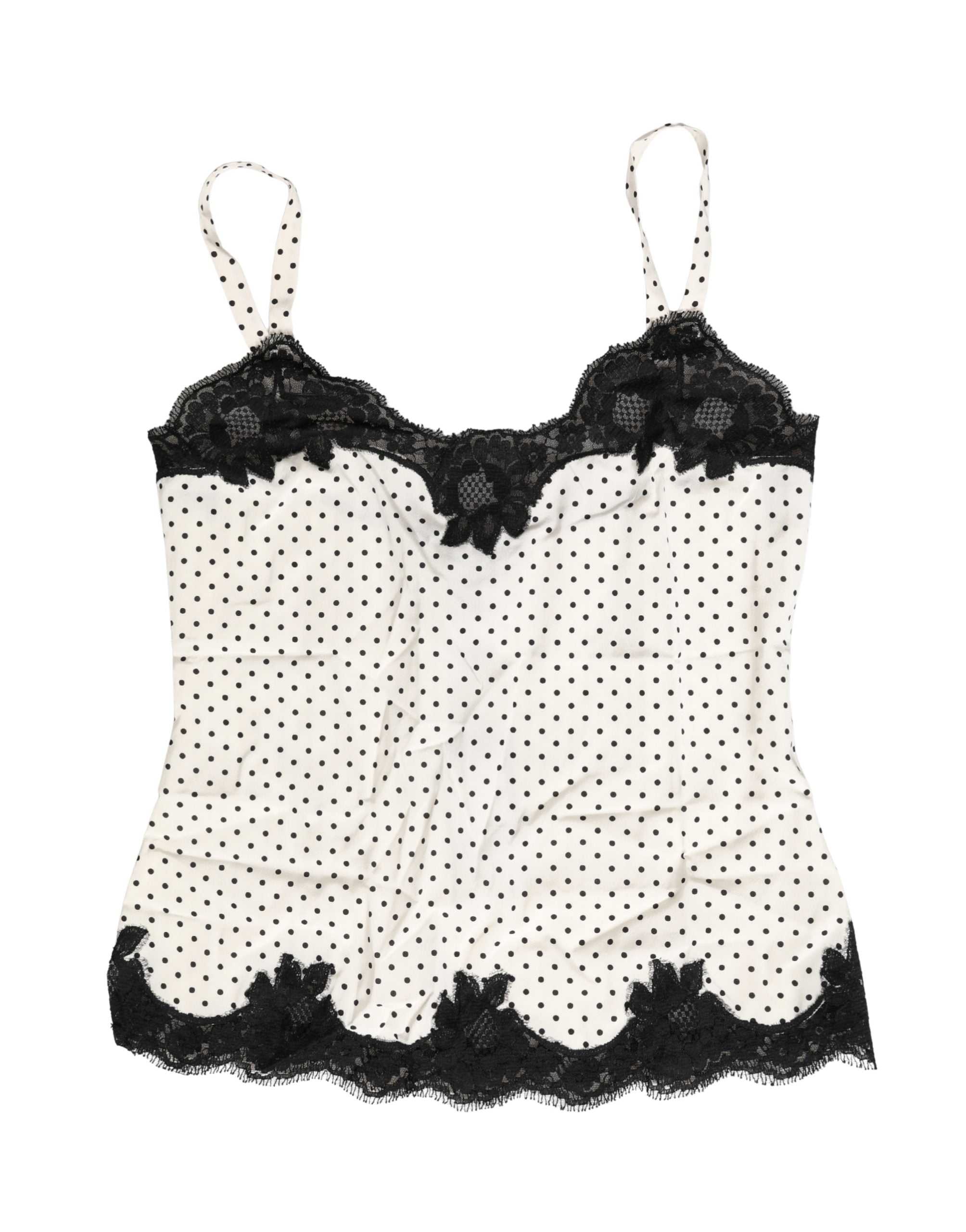 Dolce & Gabbana Weiße Spitzen-Camisole mit Tupfenmuster