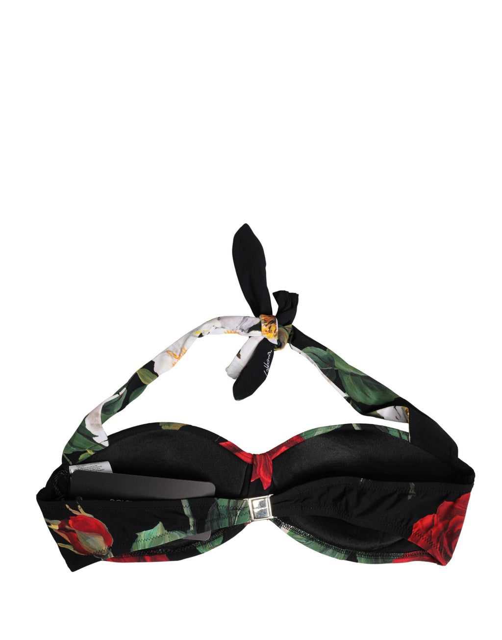 Dolce & Gabbana Schwarzes Blumen-Bikini-Top mit Neckholder und Polsterung