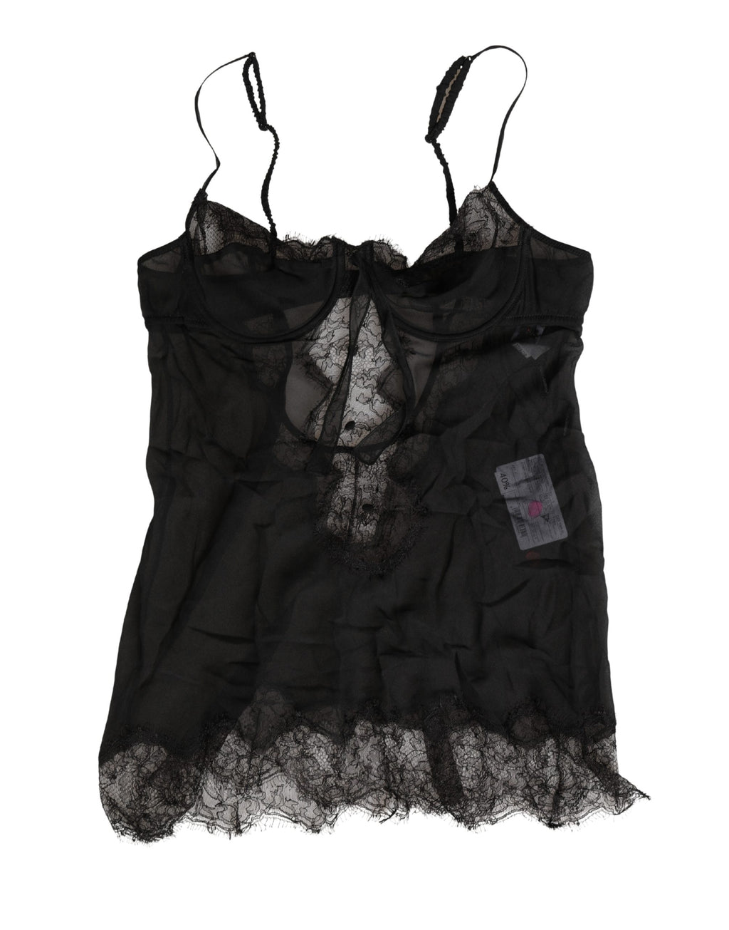 Dolce & Gabbana Schwarzes Seiden-Spitzen-Dessous-Chemise-Oberteil