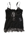 Dolce & Gabbana Schwarzes Seiden-Spitzen-Dessous-Chemise-Oberteil