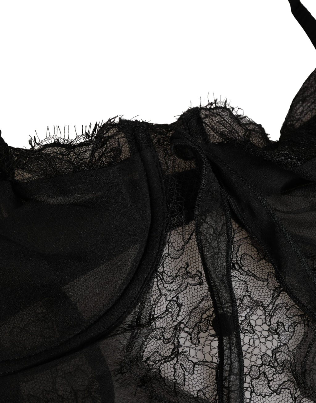 Dolce & Gabbana Schwarzes Seiden-Spitzen-Dessous-Chemise-Oberteil