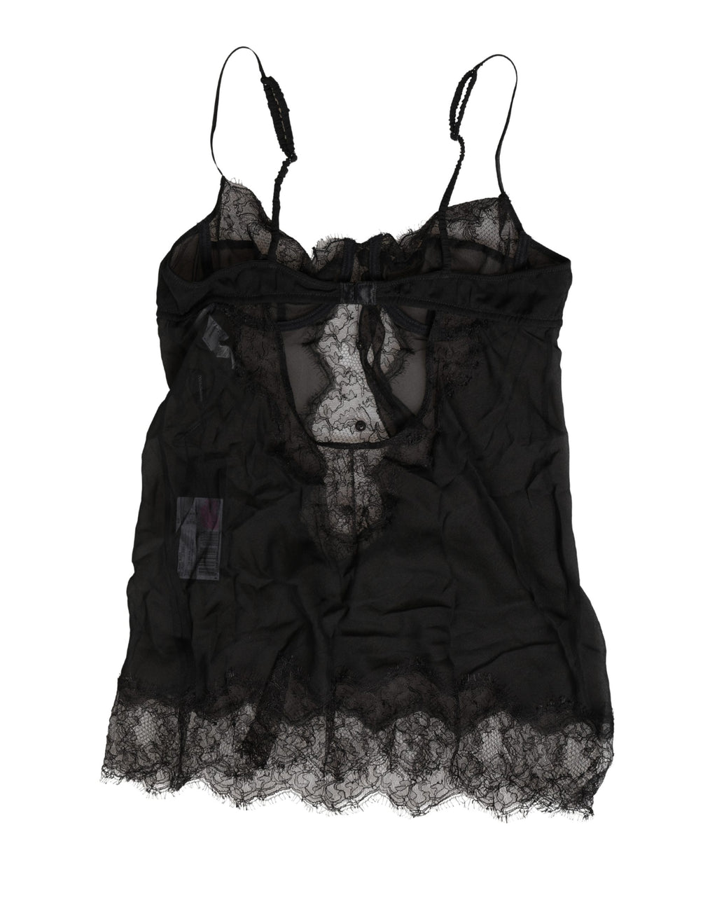 Dolce & Gabbana Schwarzes Seiden-Spitzen-Dessous-Chemise-Oberteil
