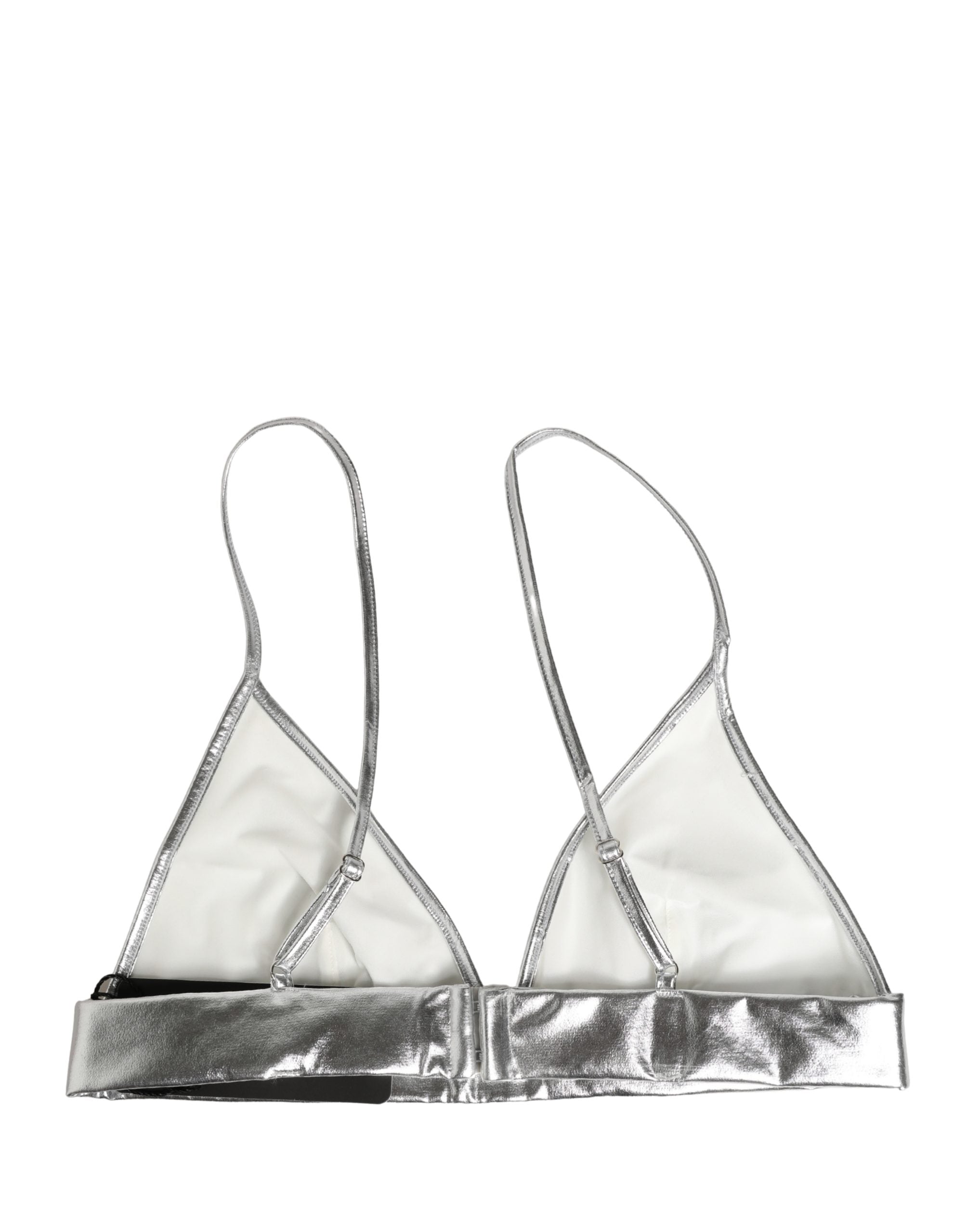 Dolce & Gabbana Ärmelloses Bustier-Crop-Top in Metallic-Silber