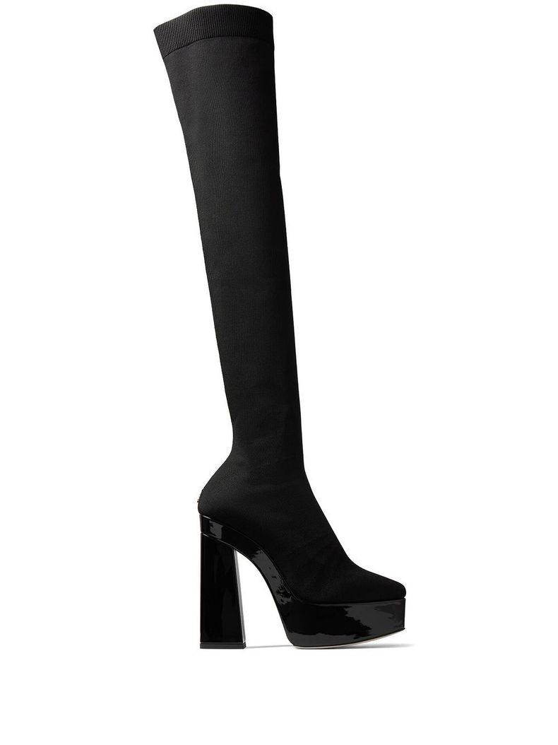 Jimmy Choo Schwarze Stoff-Overknees