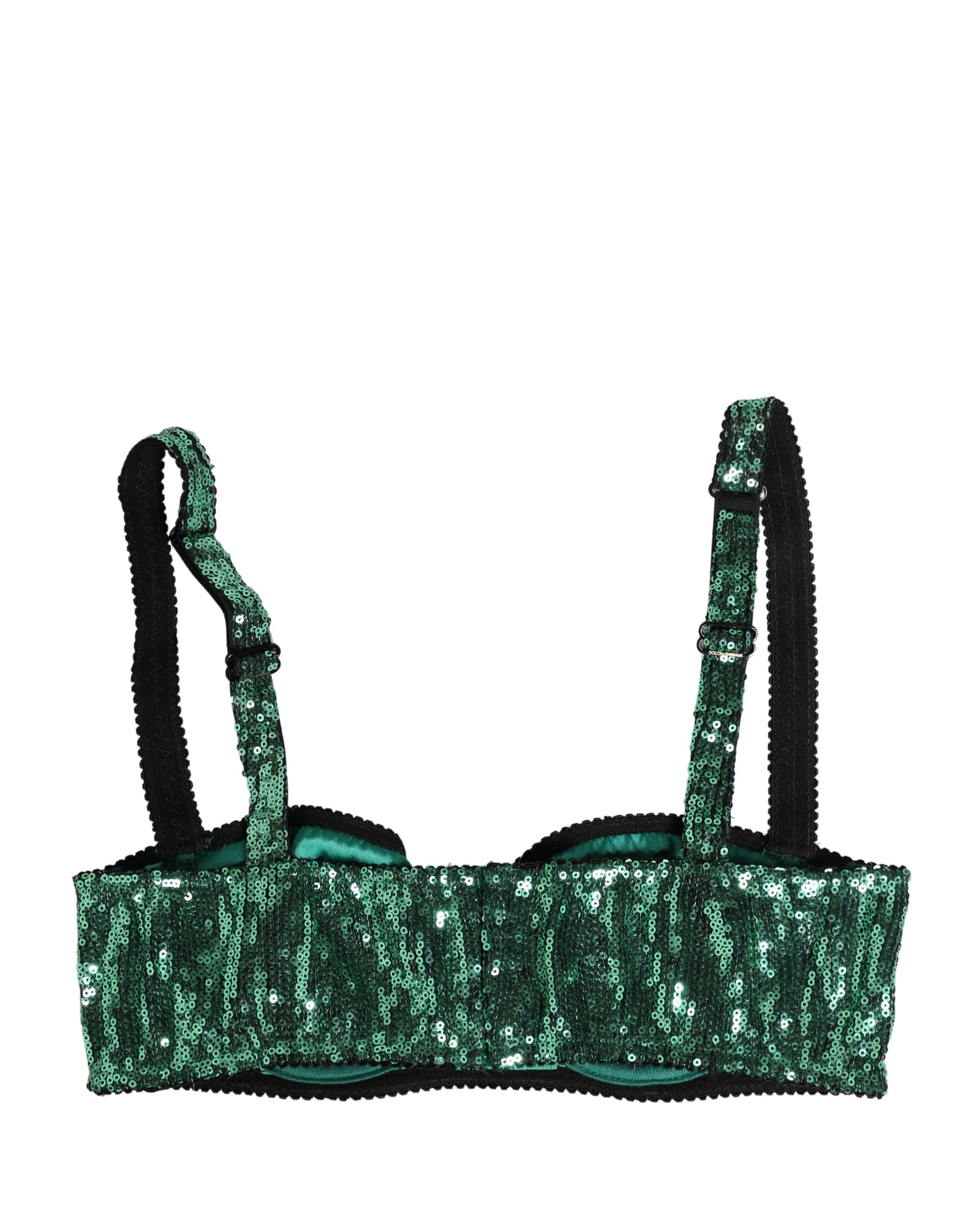 Dolce & Gabbana Grüner Balconette-BH mit Pailletten aus Nylon