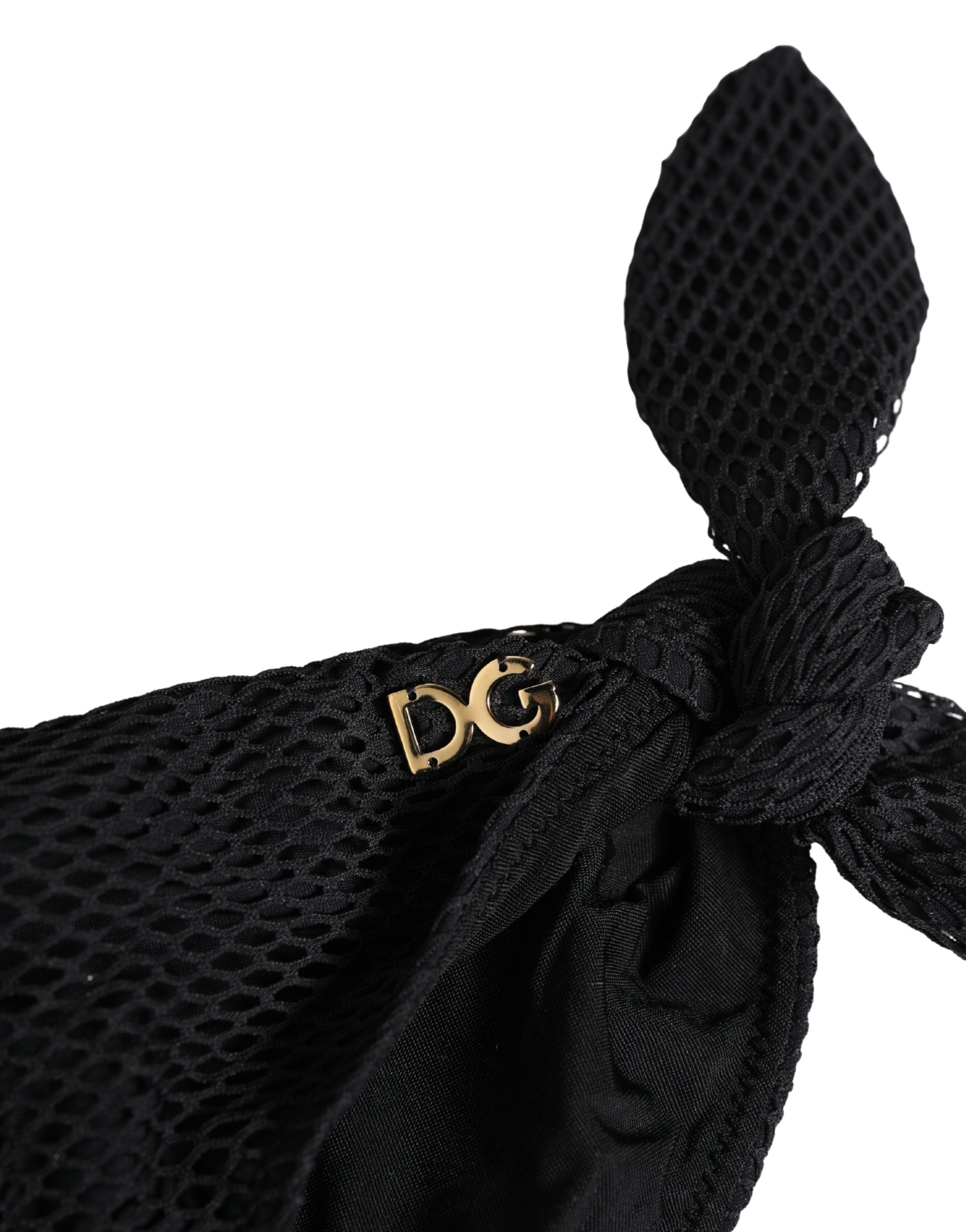 Dolce & Gabbana Bikinihose mit seitlichen Bindebändern und DG-Logo in Schwarz