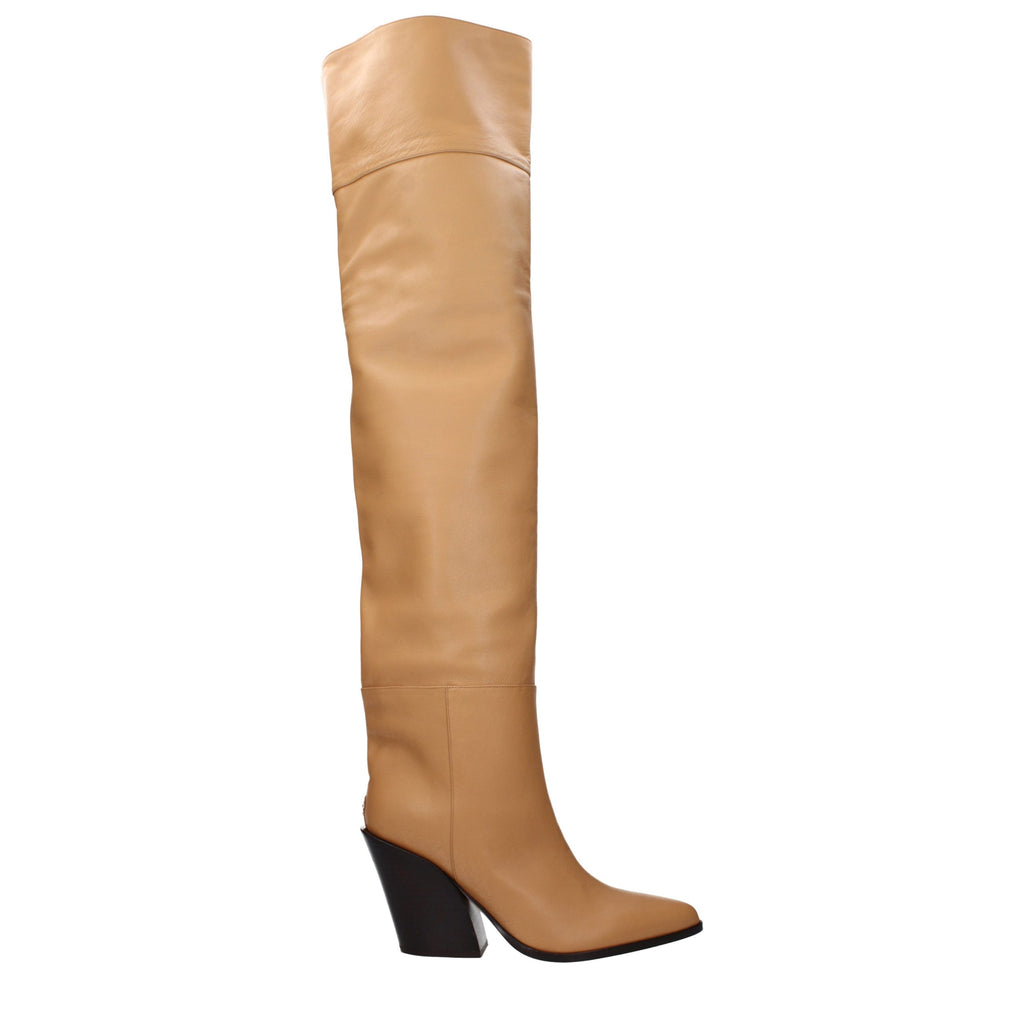 Jimmy Choo Beige Leder Stiefeletten