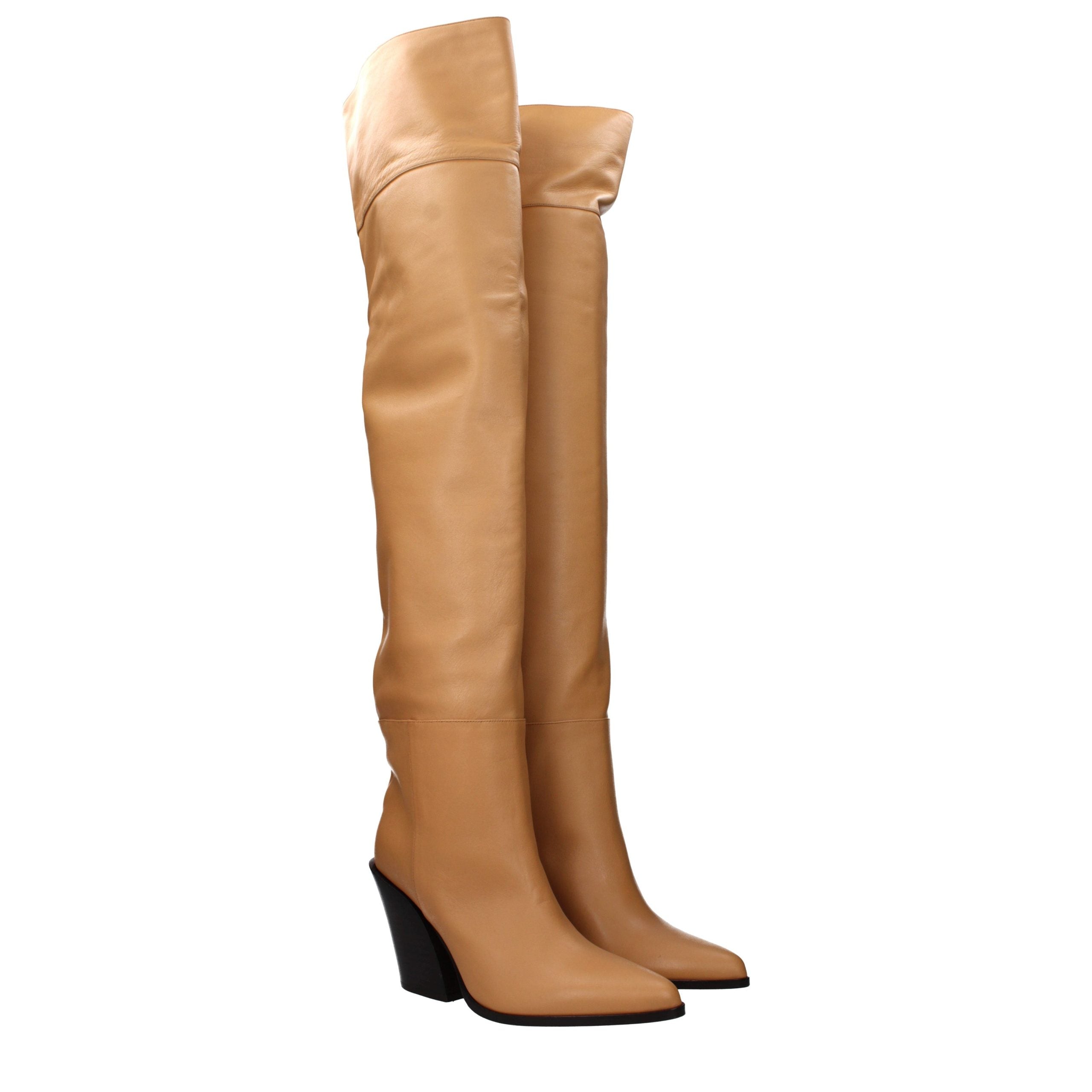 Jimmy Choo Beige Leder Stiefeletten