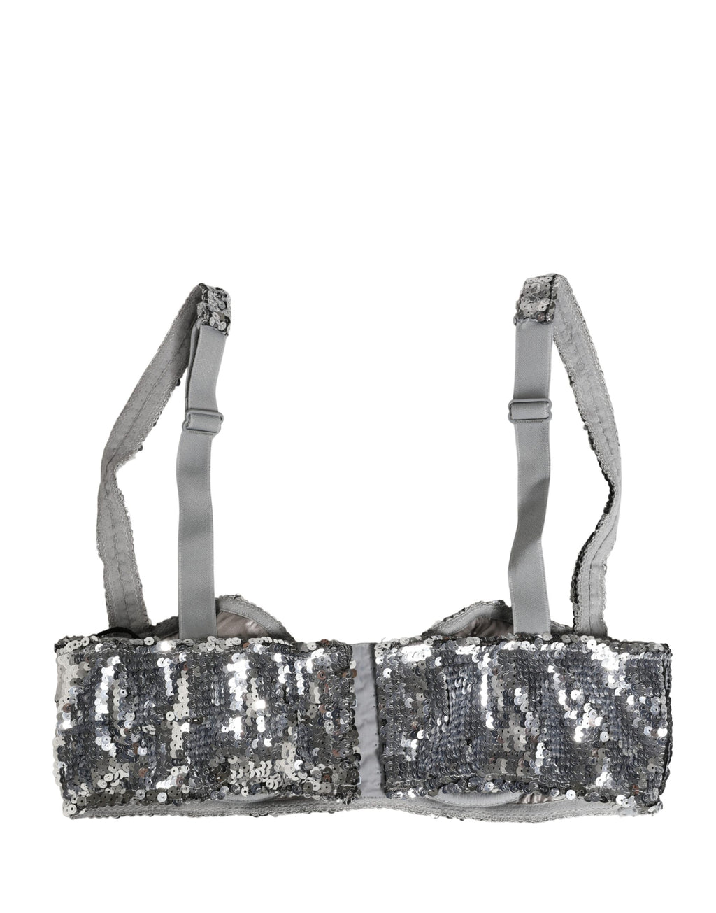 Dolce & Gabbana Silberne Pailletten-Balkonette-BH-Wäsche aus Nylon