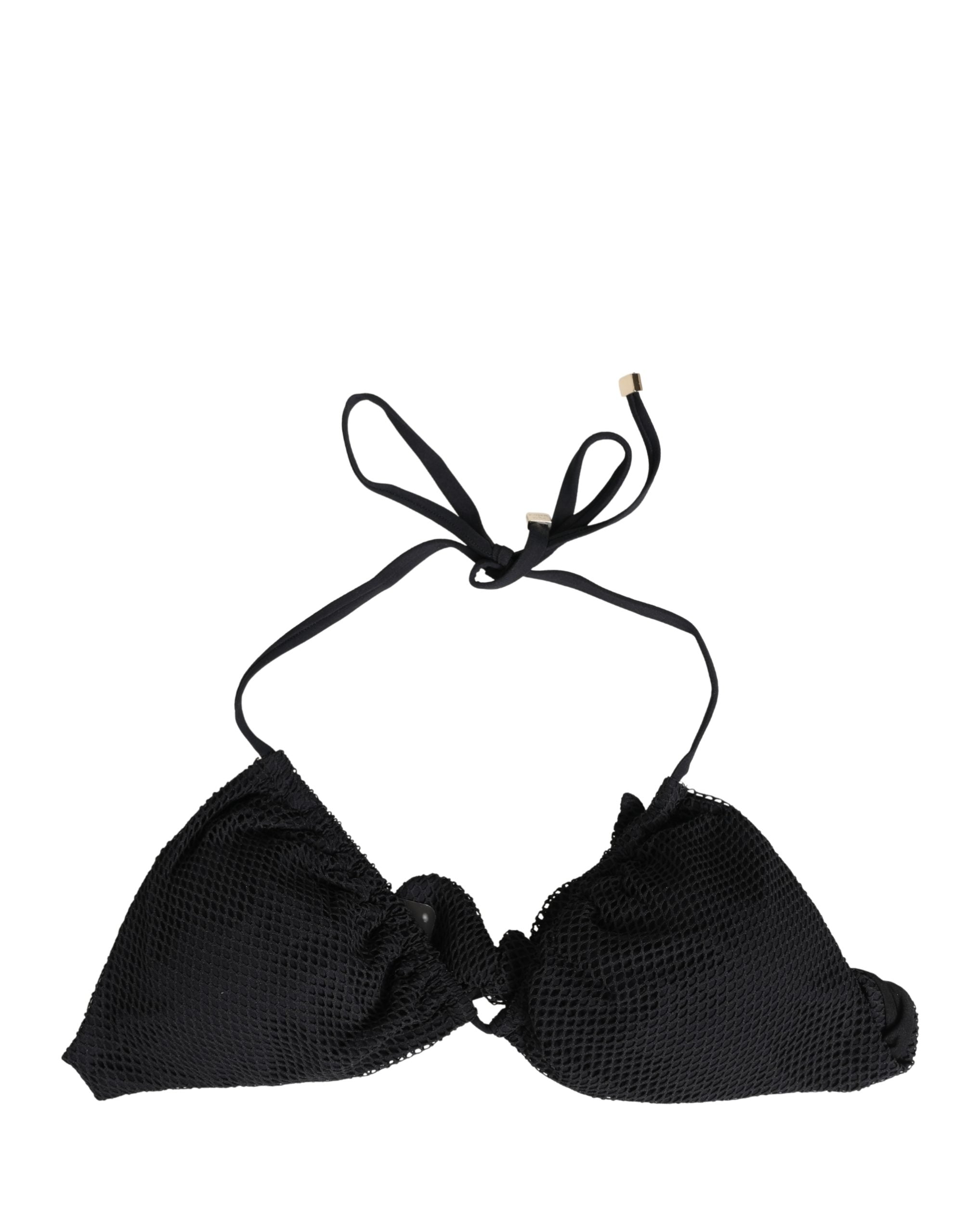 Dolce & Gabbana Schwarzes gepolstertes Dreieck-Bikini-Oberteil mit Neckholder