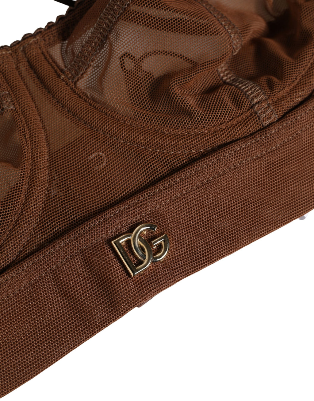 Dolce & Gabbana Brauner DG Logo Nylon Netz Balconette BH Unterwäsche