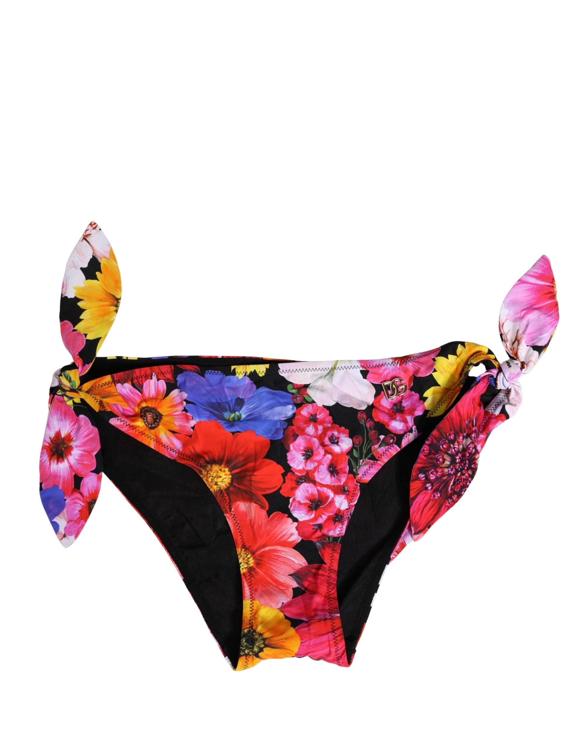 Dolce & Gabbana Schwarzer Bikini-Slip mit Blumenprint