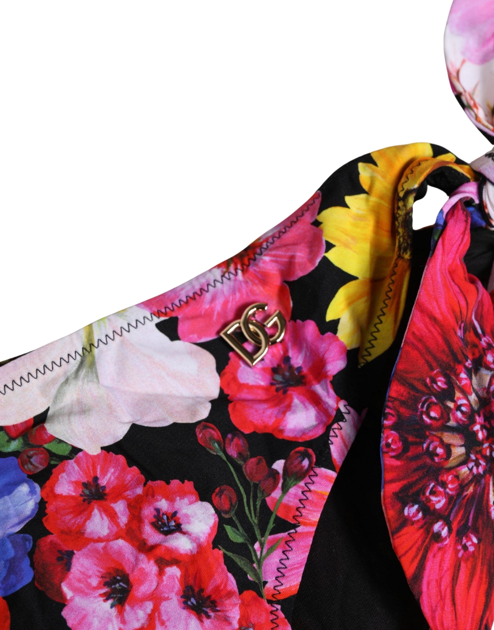 Dolce & Gabbana Schwarzer Bikini-Slip mit Blumenprint