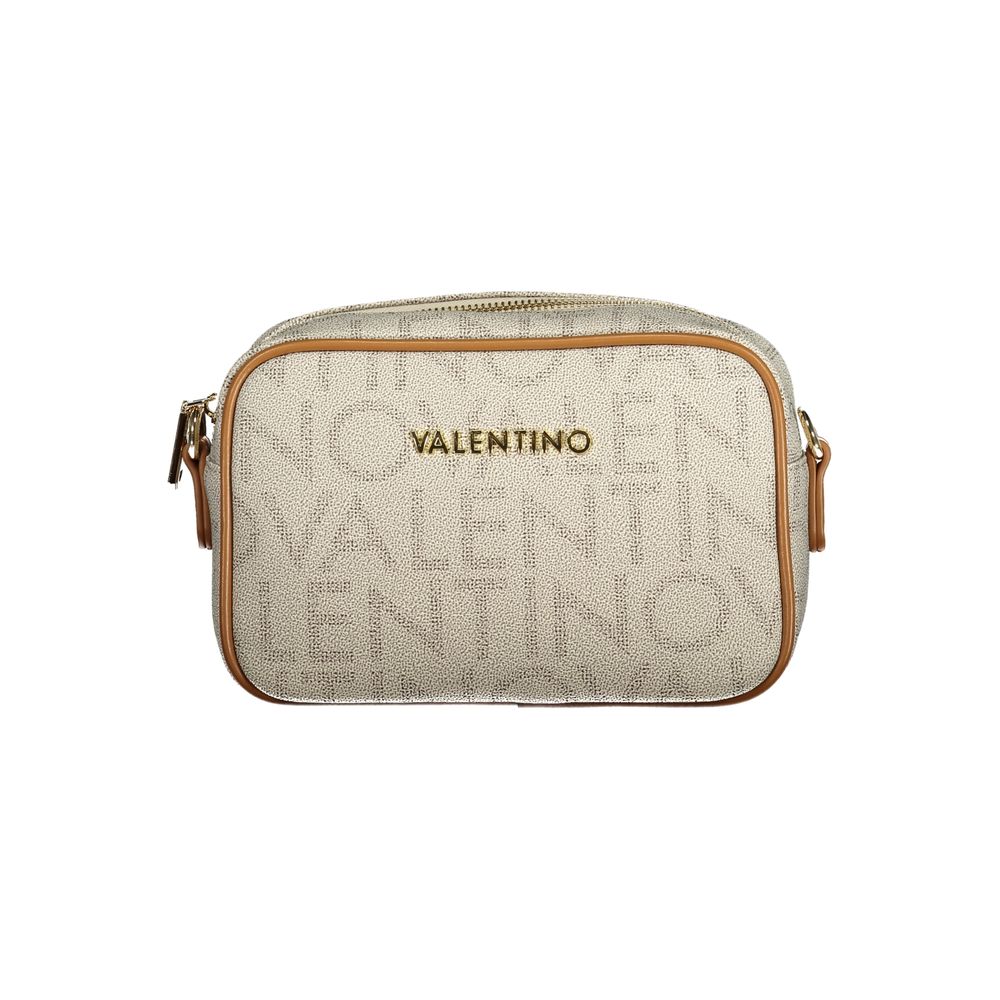Mario Valentino Beige Polyurethane Women's Handbag with Adjustable, Detachable Strap