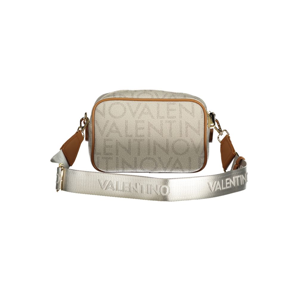 Mario Valentino Beige Polyurethane Women's Handbag with Adjustable, Detachable Strap