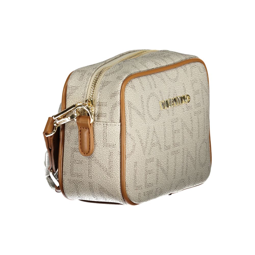 Mario Valentino Beige Polyurethane Women's Handbag with Adjustable, Detachable Strap