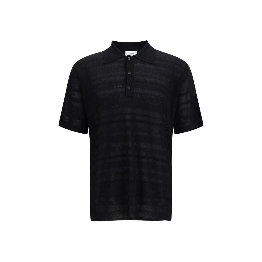 Laneus Schwarzes Baumwoll-Poloshirt