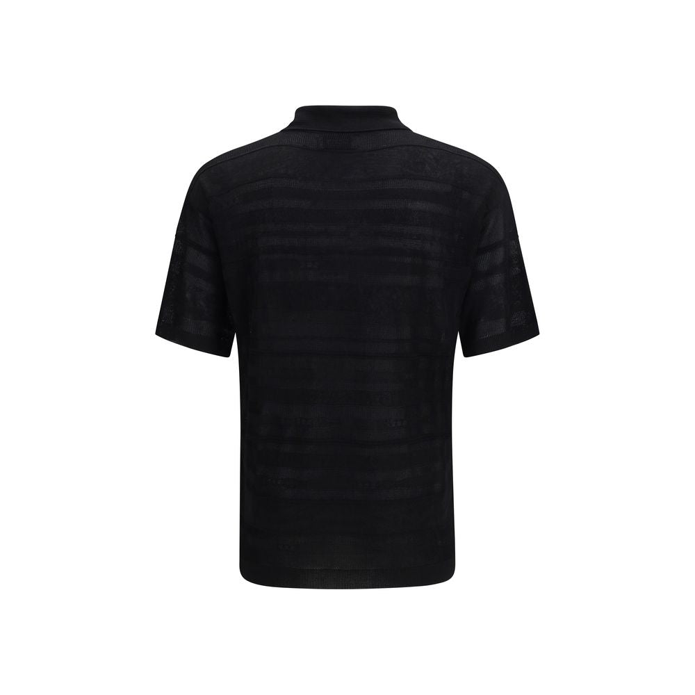 Laneus Schwarzes Baumwoll-Poloshirt