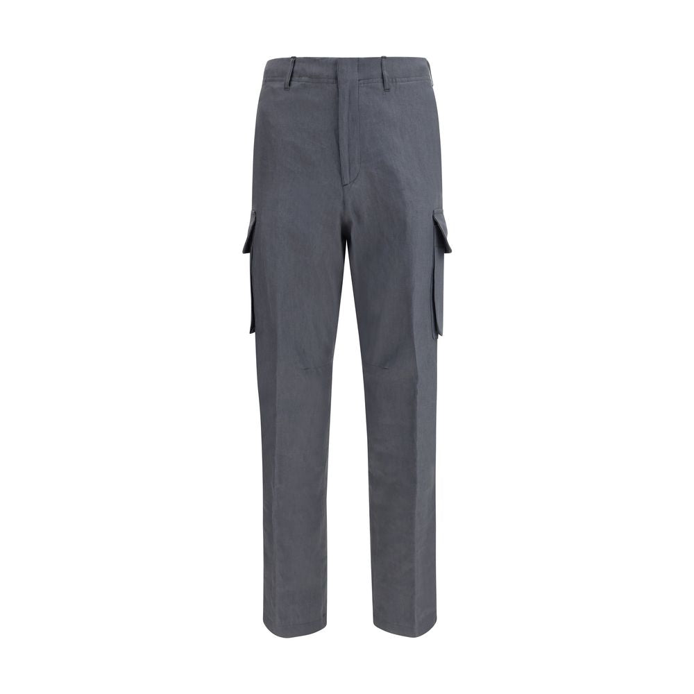 Lardini Graue Leinen-Cargo-Hose