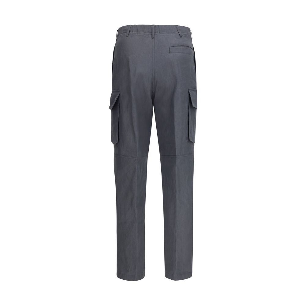 Lardini Graue Leinen-Cargo-Hose