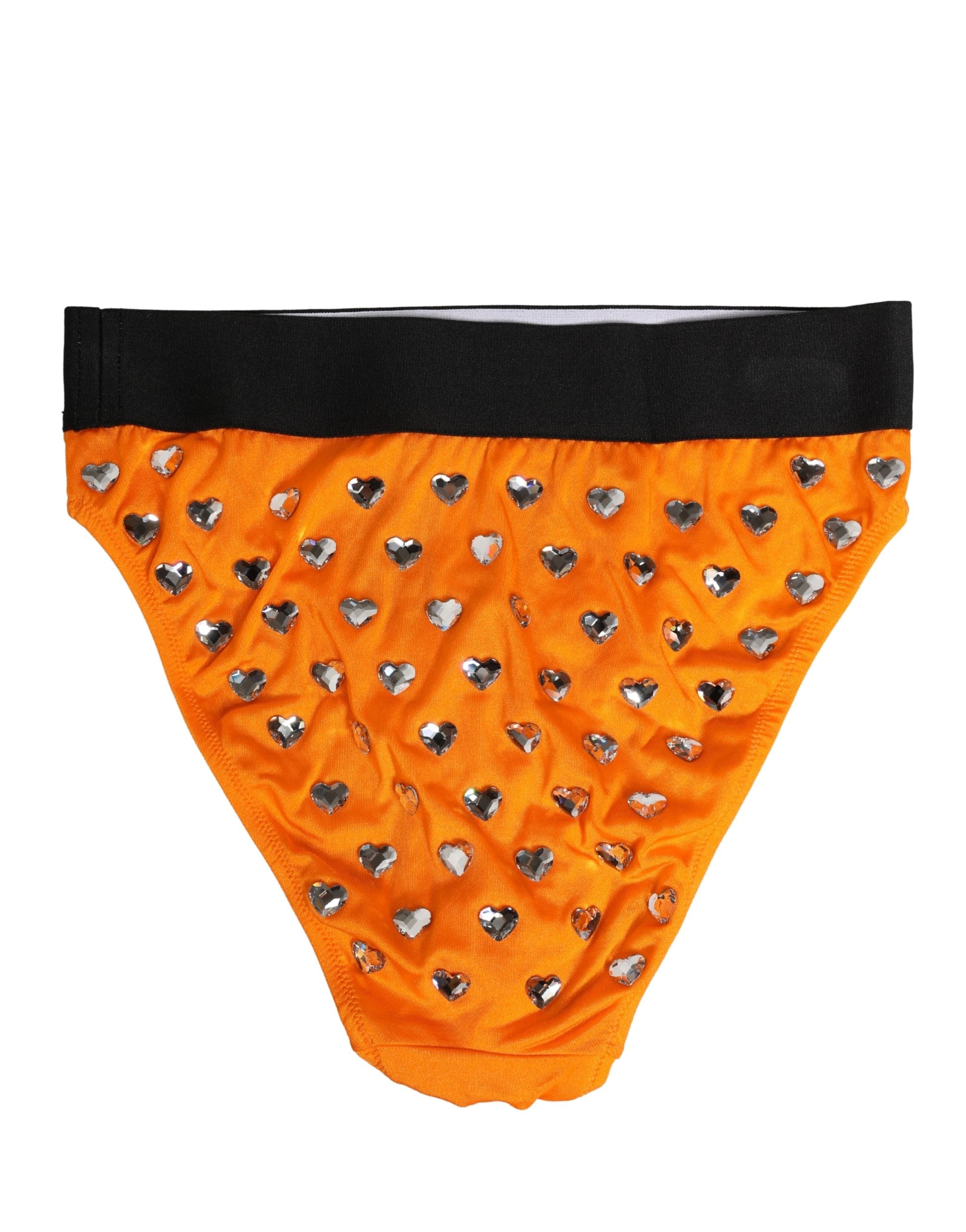 Dolce & Gabbana Orange Kristall High Waist Slip Unterwäsche