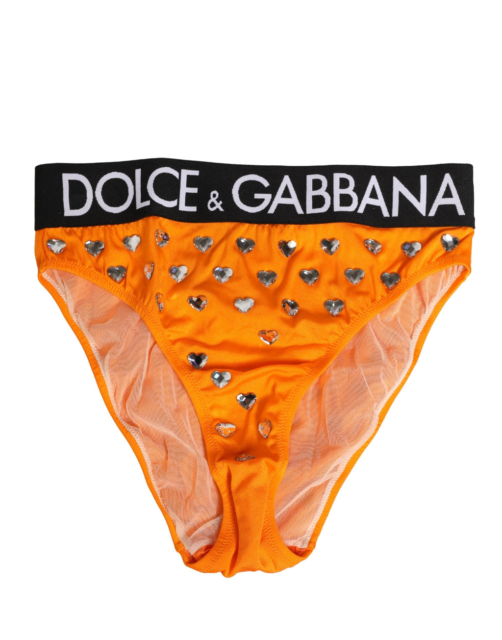 Dolce & Gabbana Orange Kristall High Waist Slip Unterwäsche