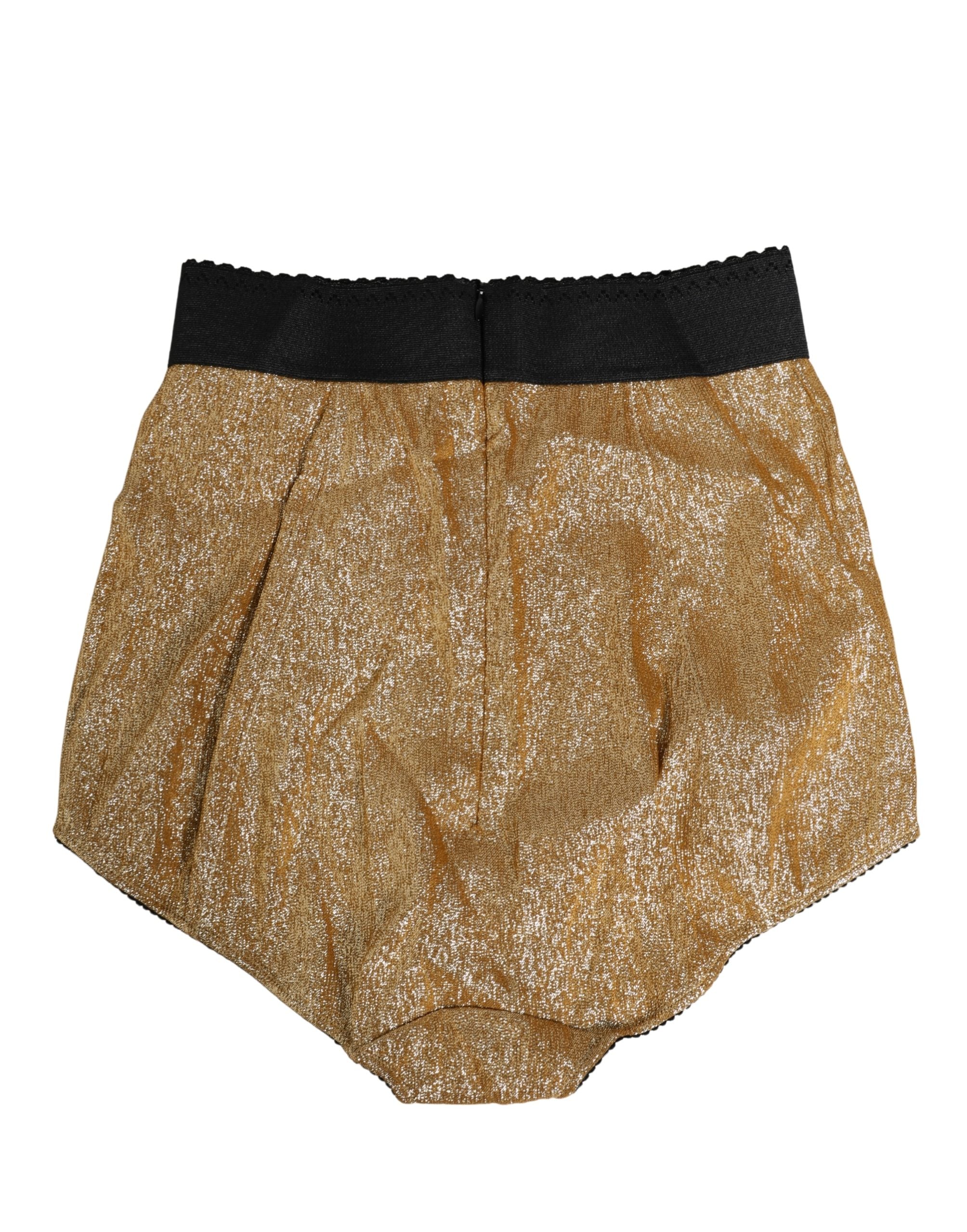 Dolce & Gabbana Goldfarbene Seidenmischung High Waist Miederhose Unterwäsche