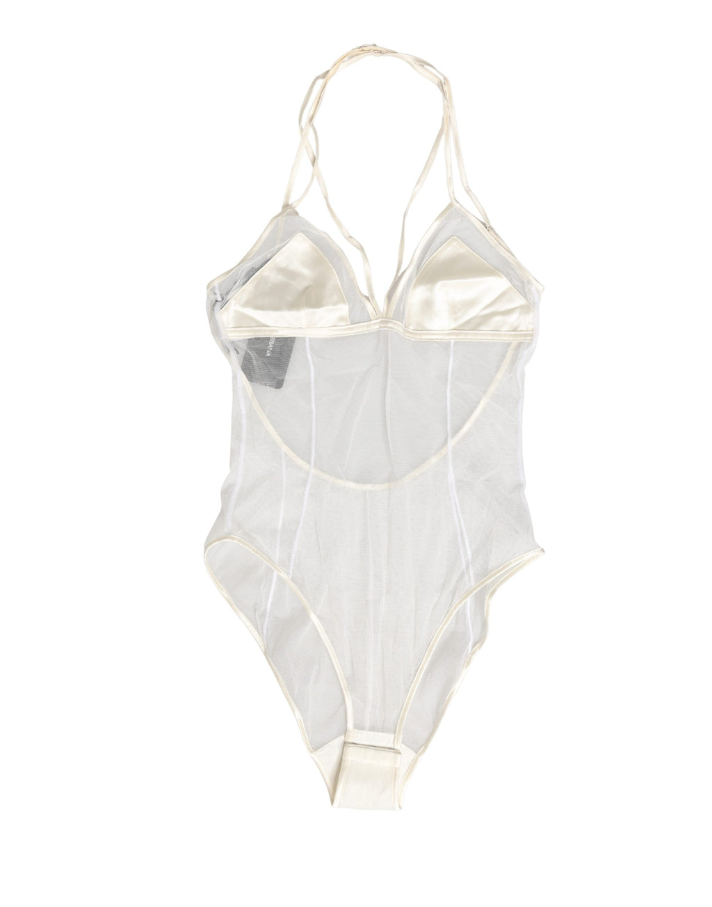 Dolce & Gabbana Weißer transparenter Body aus Nylon mit Neckholder-Trägern