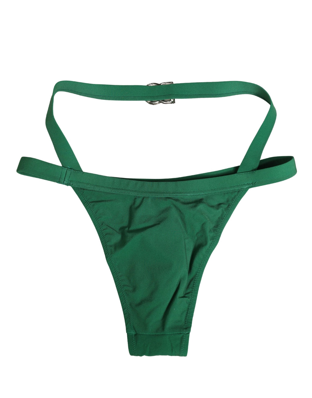 Dolce & Gabbana Grüne Logo-Plakette Nylon Slip Unterwäsche