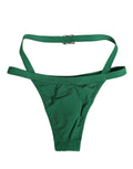 Dolce & Gabbana Grüne Logo-Plakette Nylon Slip Unterwäsche