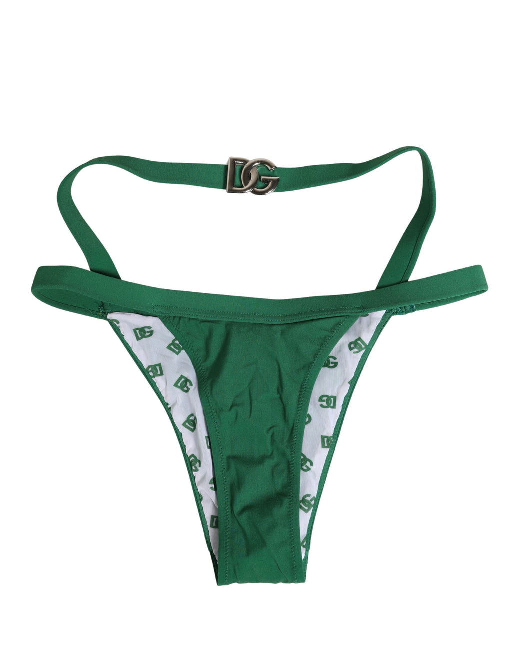 Dolce & Gabbana Grüne Logo-Plakette Nylon Slip Unterwäsche