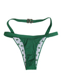 Dolce & Gabbana Grüne Logo-Plakette Nylon Slip Unterwäsche