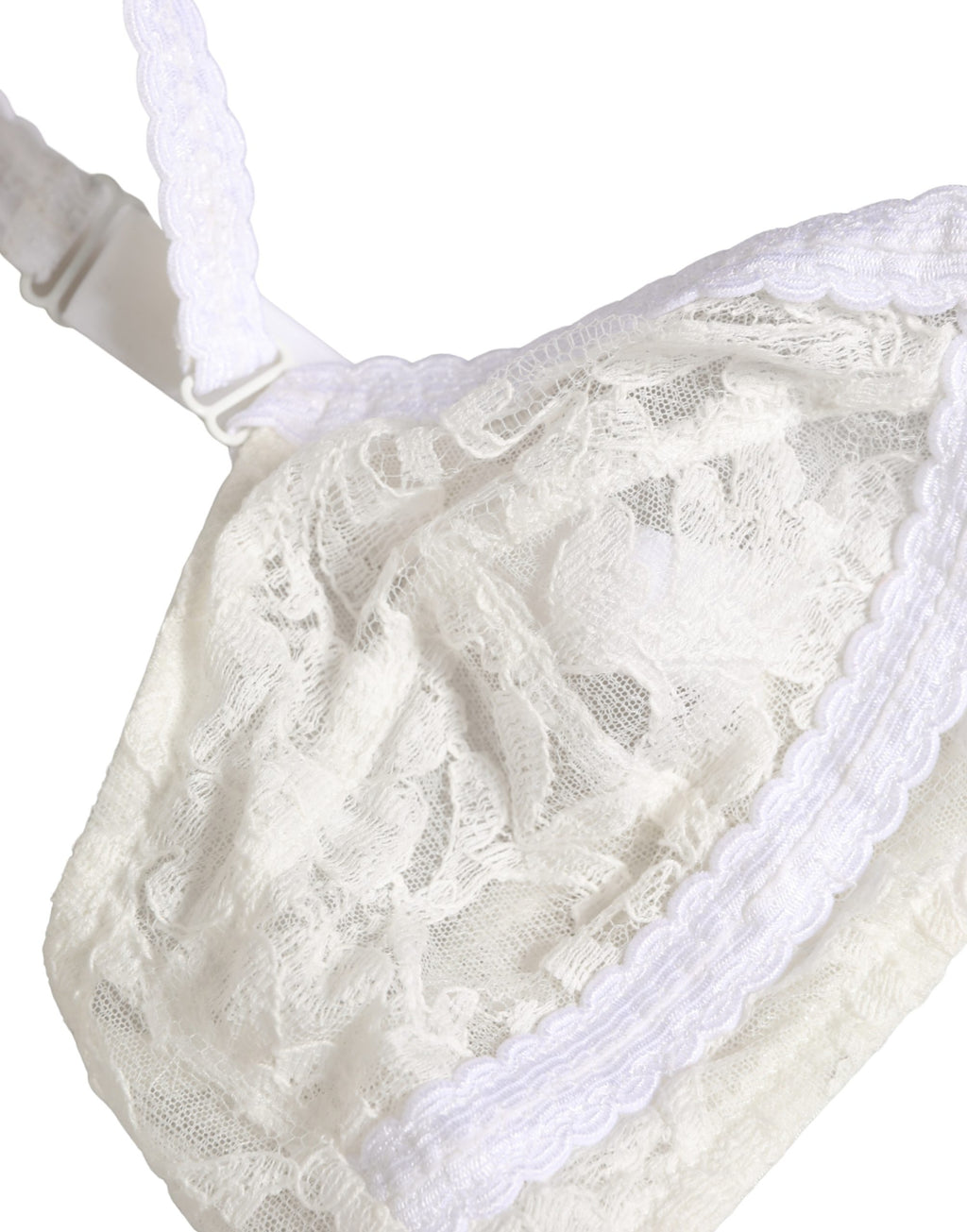 Dolce & Gabbana Weißer Baumwoll-Bralette-BH mit Spitze, ohne Bügel