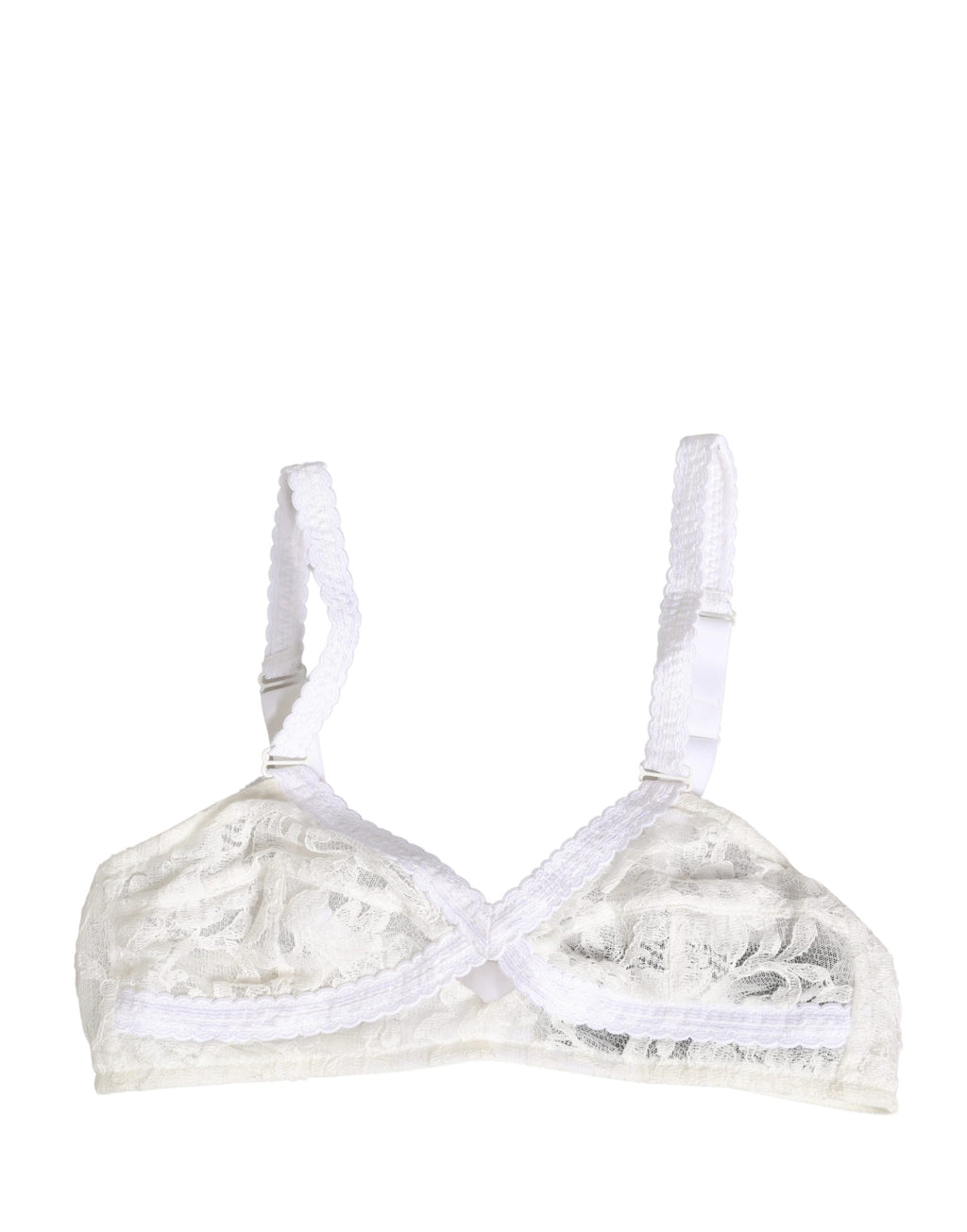 Dolce & Gabbana Weißer Baumwoll-Bralette-BH mit Spitze, ohne Bügel