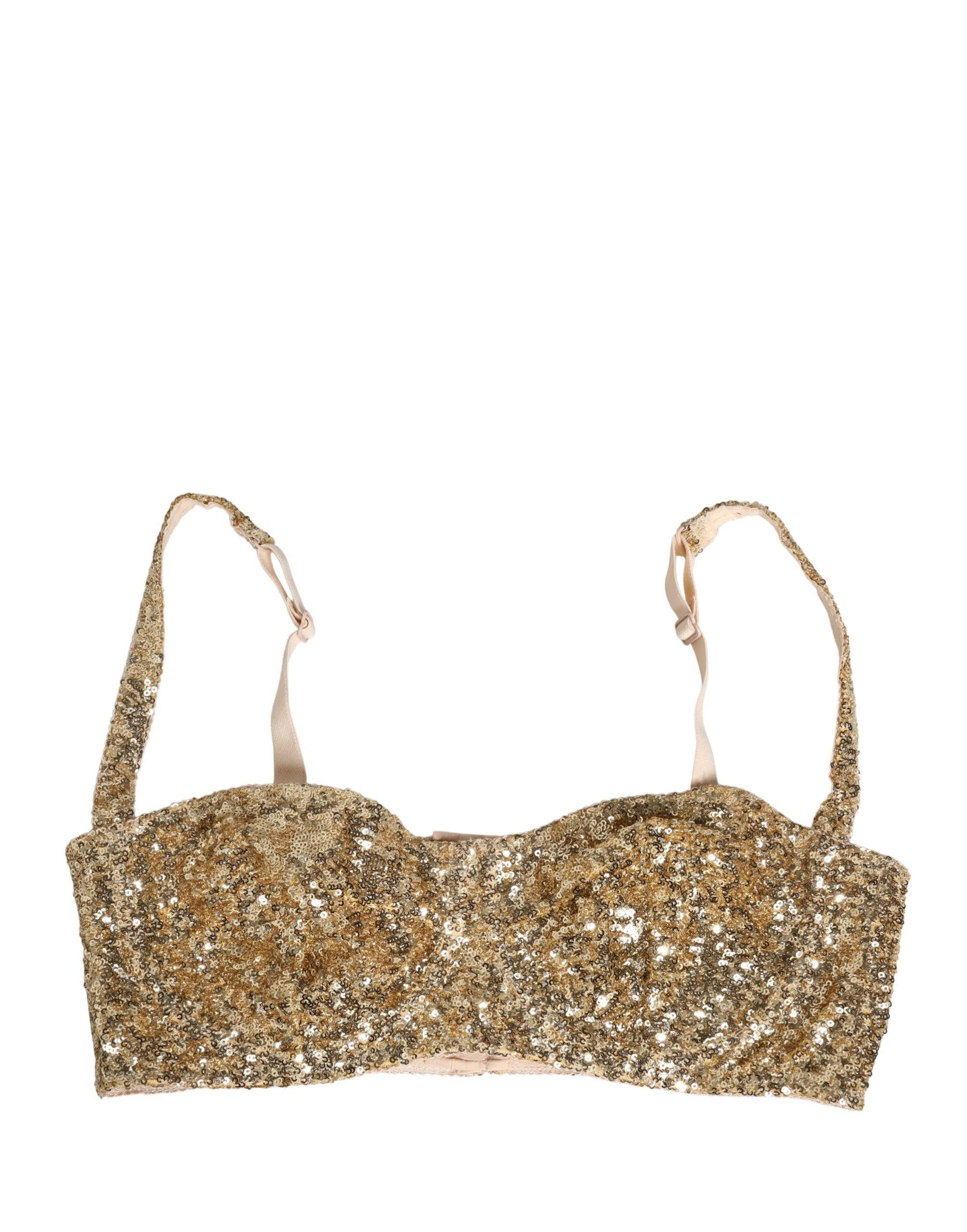 Dolce & Gabbana Gold Pailletten BH mit Bügel und leichter Polsterung