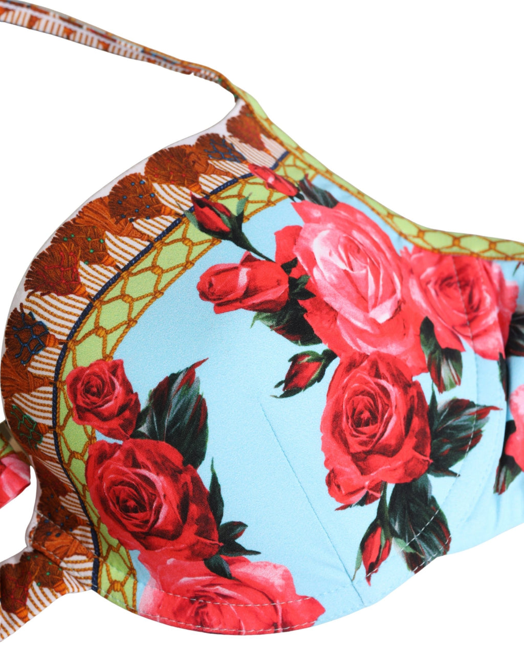 Dolce & Gabbana Bikini-Oberteil mit mehrfarbigem Blumenprint und Neckholder-Bindung
