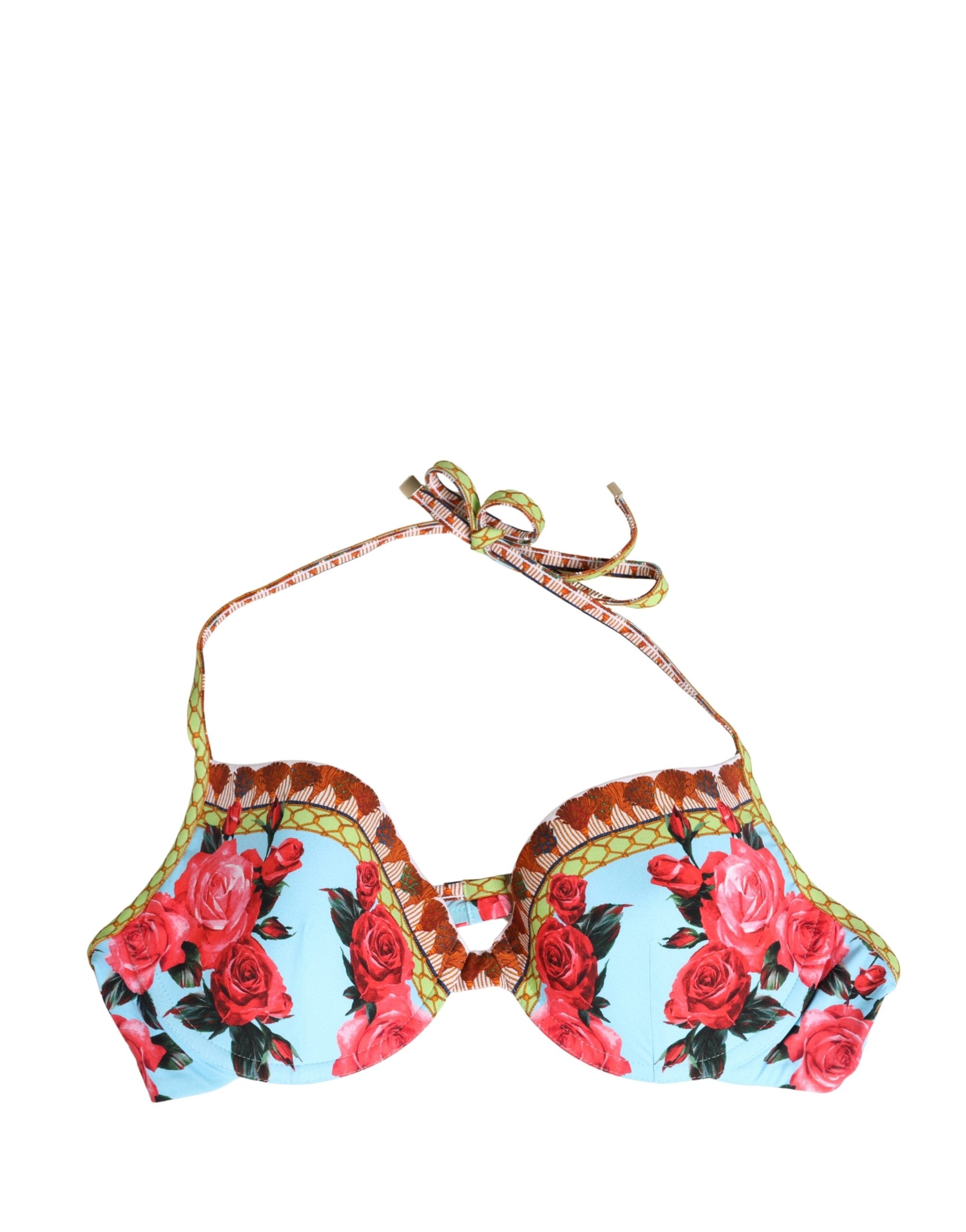Dolce & Gabbana Bikini-Oberteil mit mehrfarbigem Blumenprint und Neckholder-Bindung