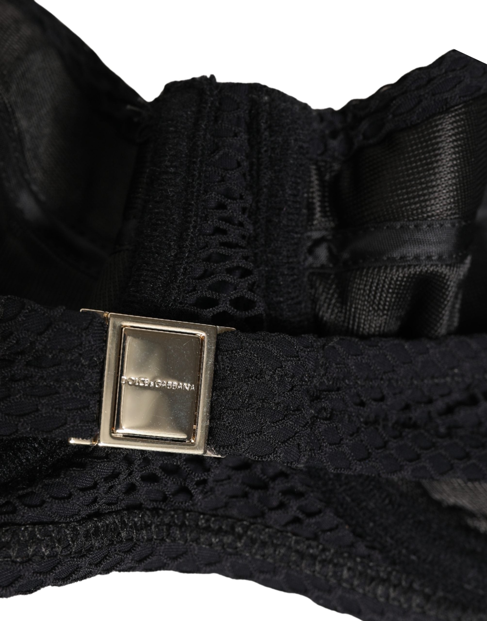 Dolce & Gabbana Schwarzer wattierter Balconette-BH aus Nylon