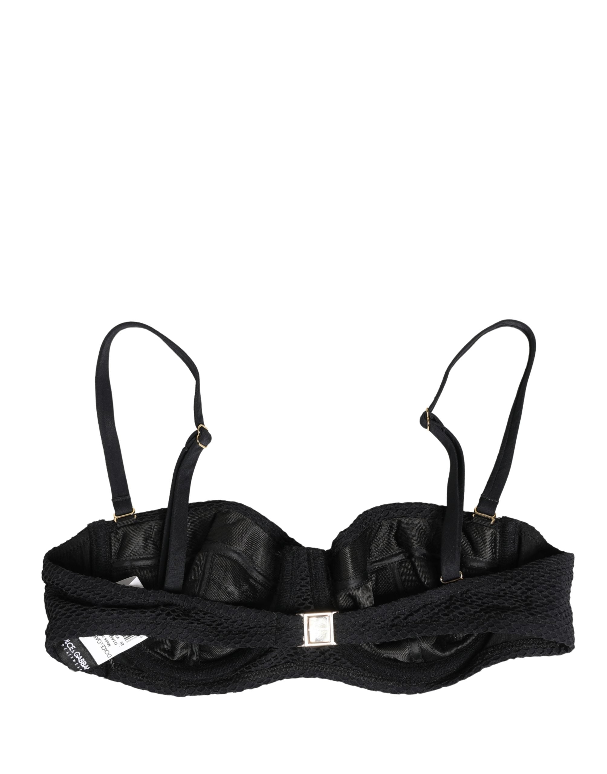 Dolce & Gabbana Schwarzer wattierter Balconette-BH aus Nylon