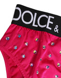 Dolce & Gabbana Pink Crystal High Waist Brief Panty Underwear