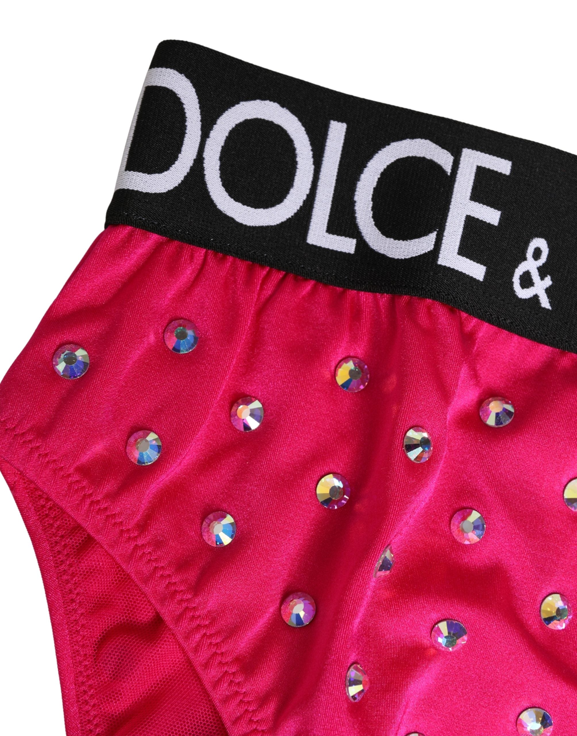 Dolce & Gabbana Pink Crystal High Waist Brief Panty Underwear