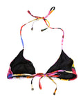 Dolce & Gabbana Schwarzes Neckholder-Bikini-Oberteil mit Blumenprint aus Nylon