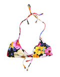 Dolce & Gabbana Schwarzes Neckholder-Bikini-Oberteil mit Blumenprint aus Nylon