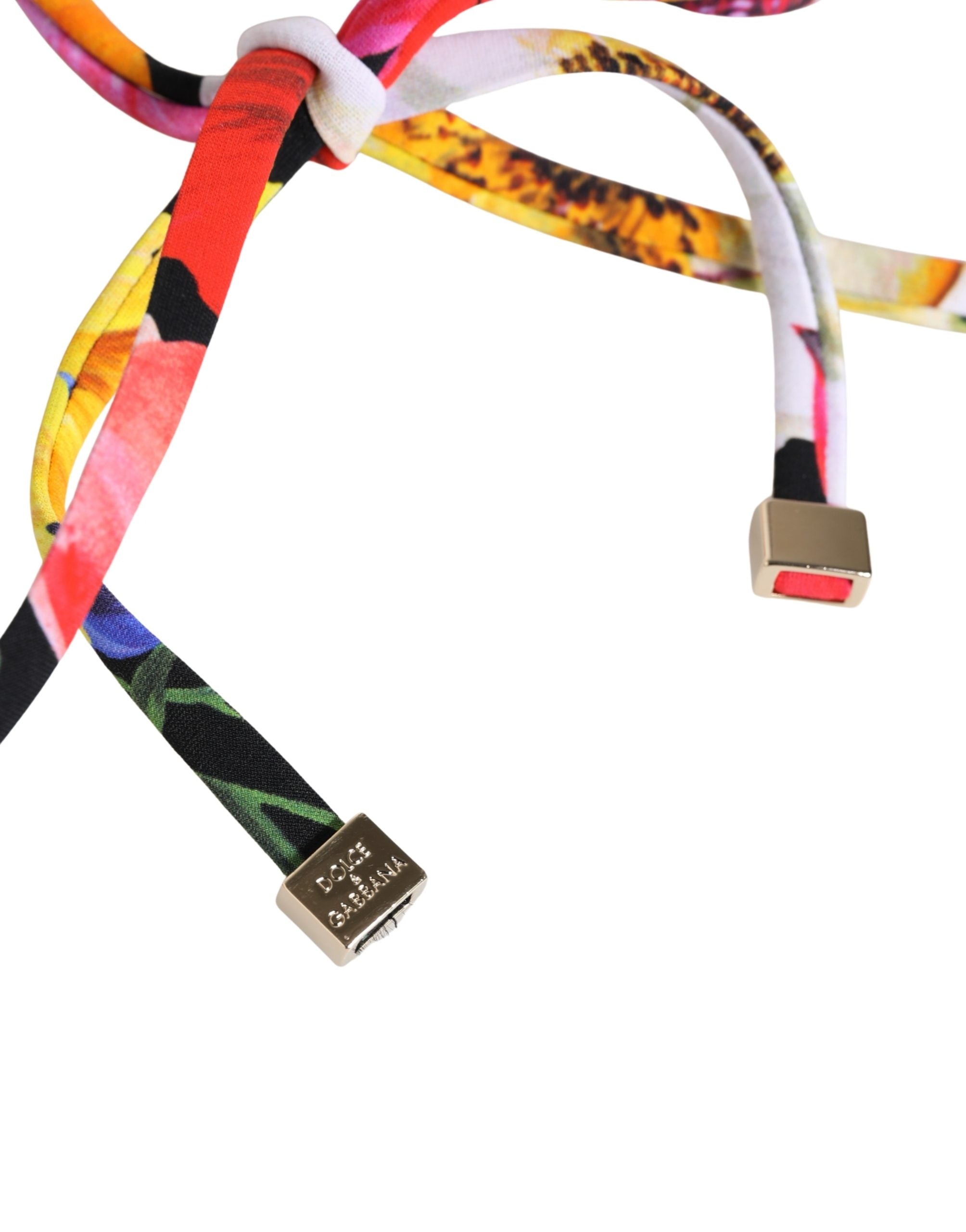 Dolce & Gabbana Schwarzes Neckholder-Bikini-Oberteil mit Blumenprint aus Nylon