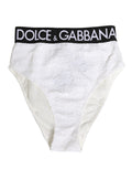 Dolce & Gabbana Weiße schwarze Pailletten High Waist Panty Unterwäsche