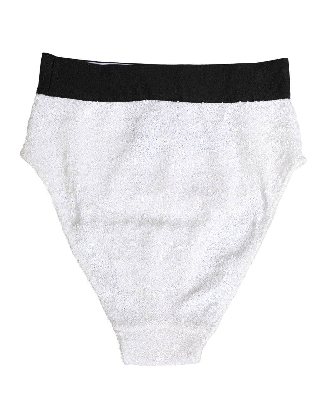 Dolce & Gabbana Weiße schwarze Pailletten High Waist Panty Unterwäsche