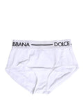 Dolce & Gabbana Weiße Panty mit Logo-Bund aus Nylon
