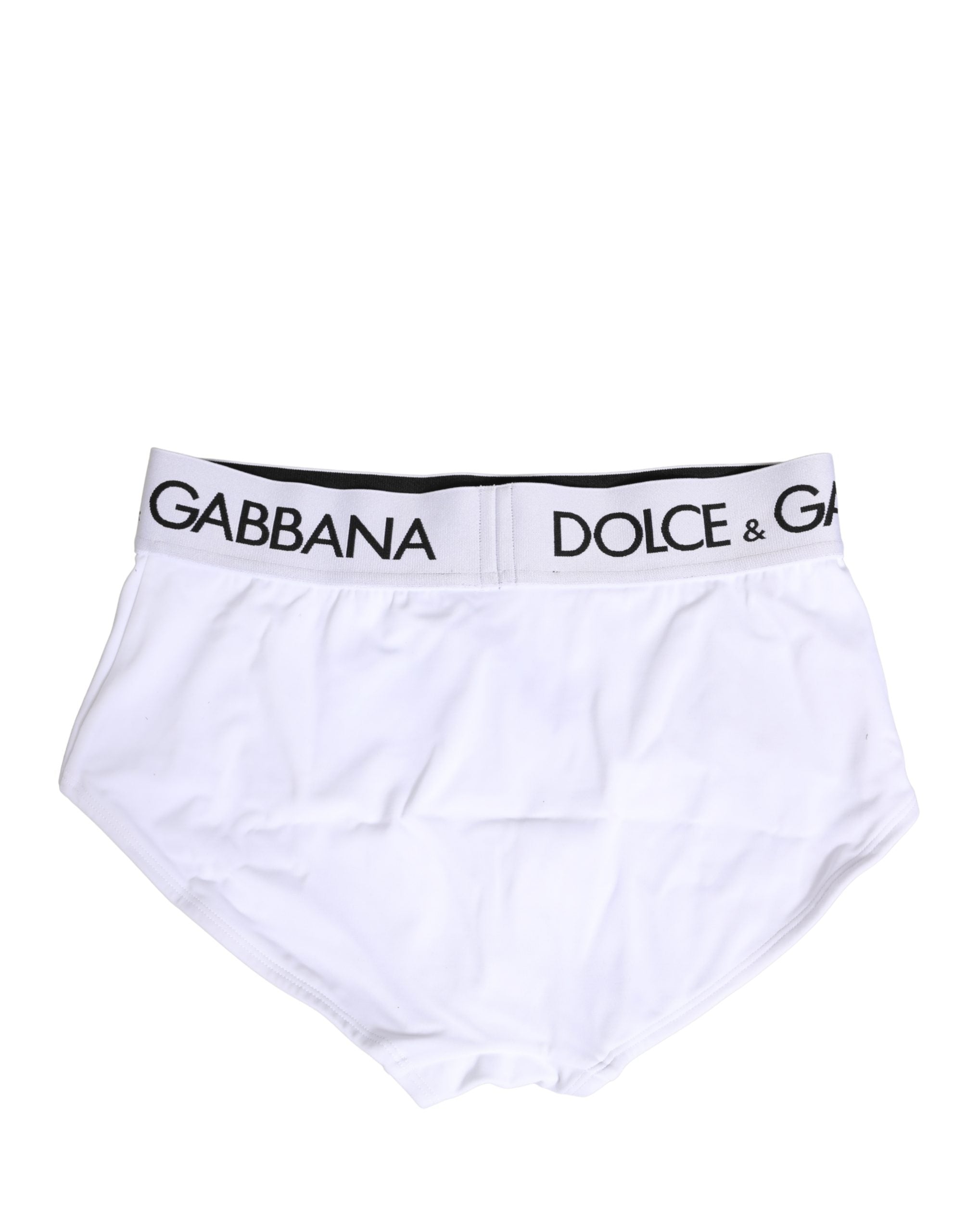 Dolce & Gabbana Weiße Panty mit Logo-Bund aus Nylon